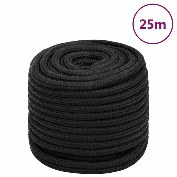 Veneköysi täysmusta 18 mm 25 m polypropeeni