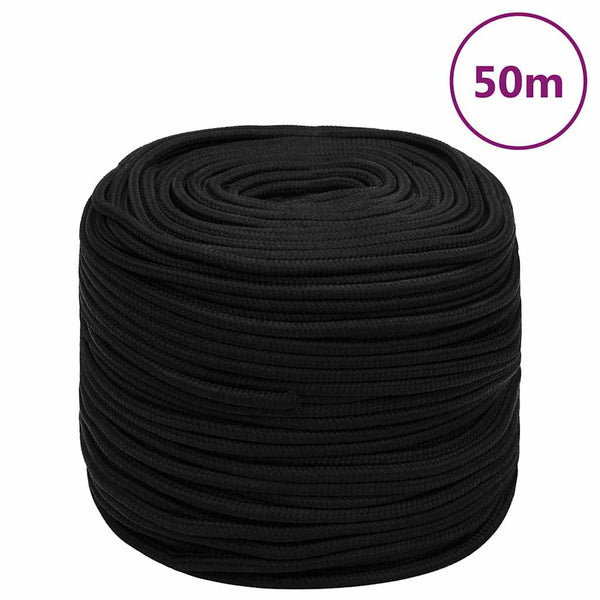 Työköysi musta 10 mm 50 m polyesteri