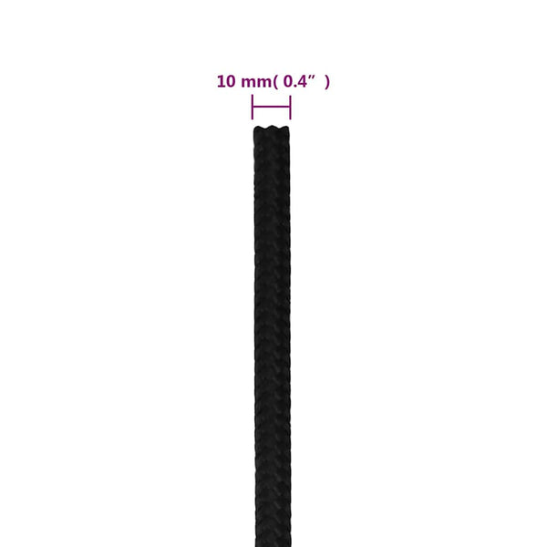 Työköysi musta 10 mm 50 m polyesteri