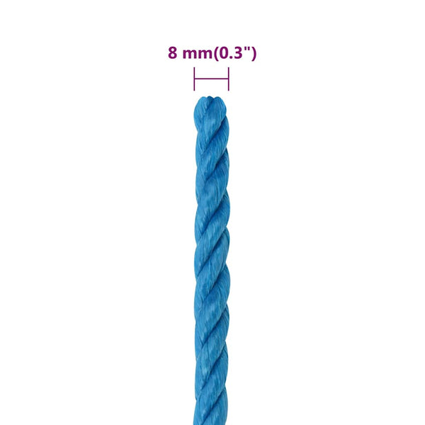 Työköysi Sininen 8 mm 250 m polypropeeni