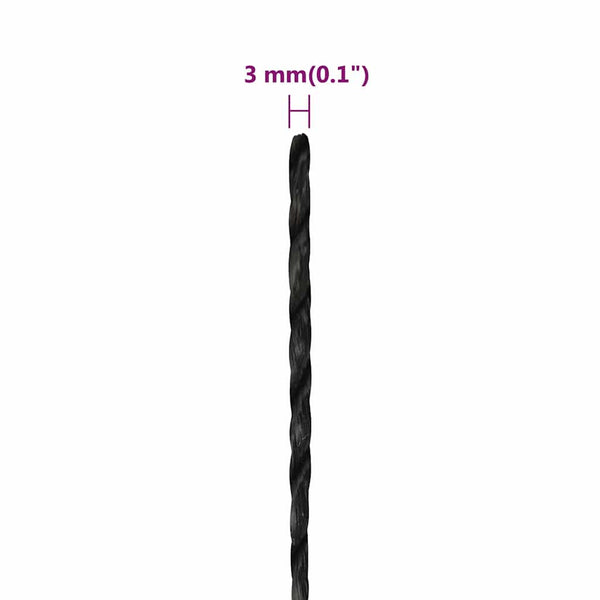 Työköysi musta 3 mm 50 m polypropeeni