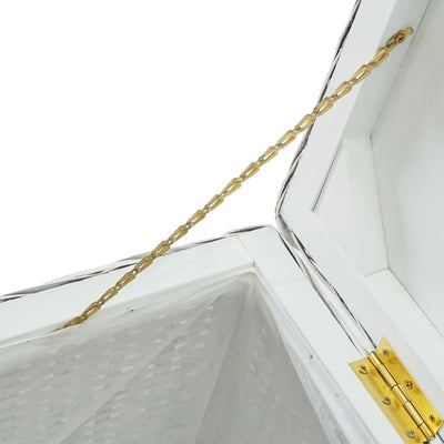 Säilytyslaatikko valkoinen 110 cm kubu rottinki/täysi mahonkipuu