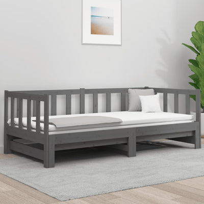 Sohvasänky ulosvedettävä harmaa 2x (90x190) cm täysi mänty