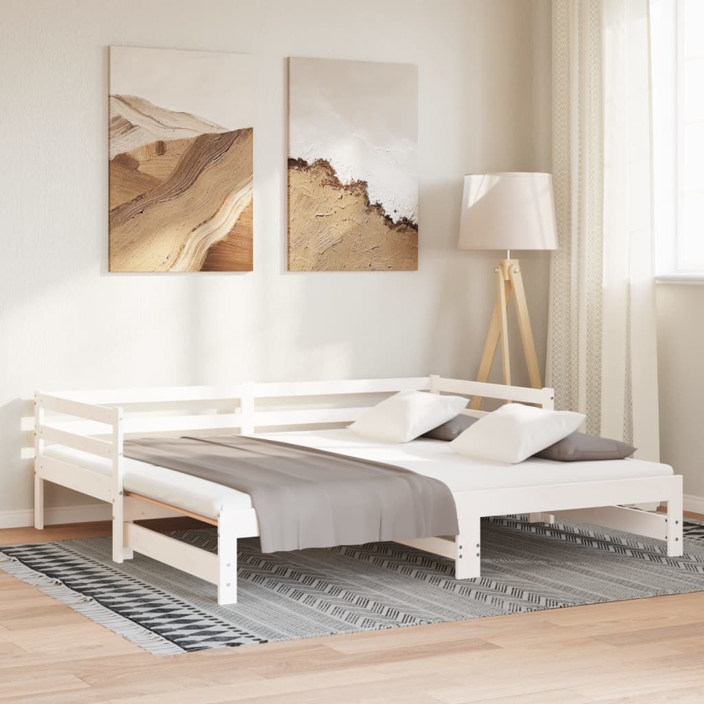 Valkoinen ulosvedettävä päiväsänky ilman patjaa Virgi 80x200cm