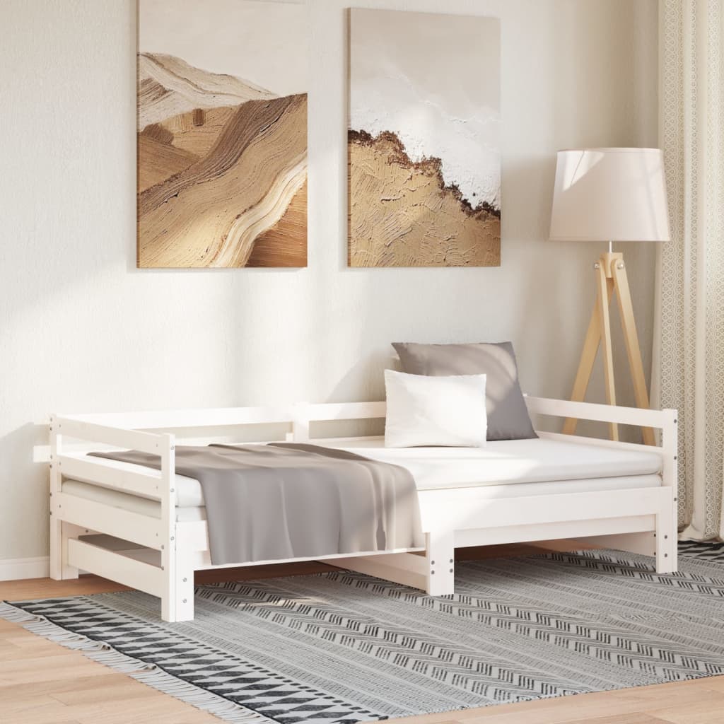 Valkoinen ulosvedettävä päiväsänky ilman patjaa Virgi 80x200cm