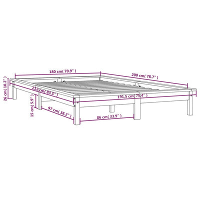 Musta sängynrunko Cirimpei 180x200cm (super king size mänty)