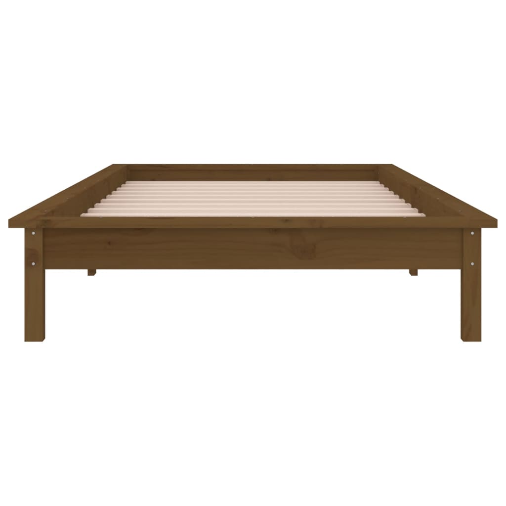 Hunajanruskea sängynrunko led-valoilla Amosie 90x200cm (puu)