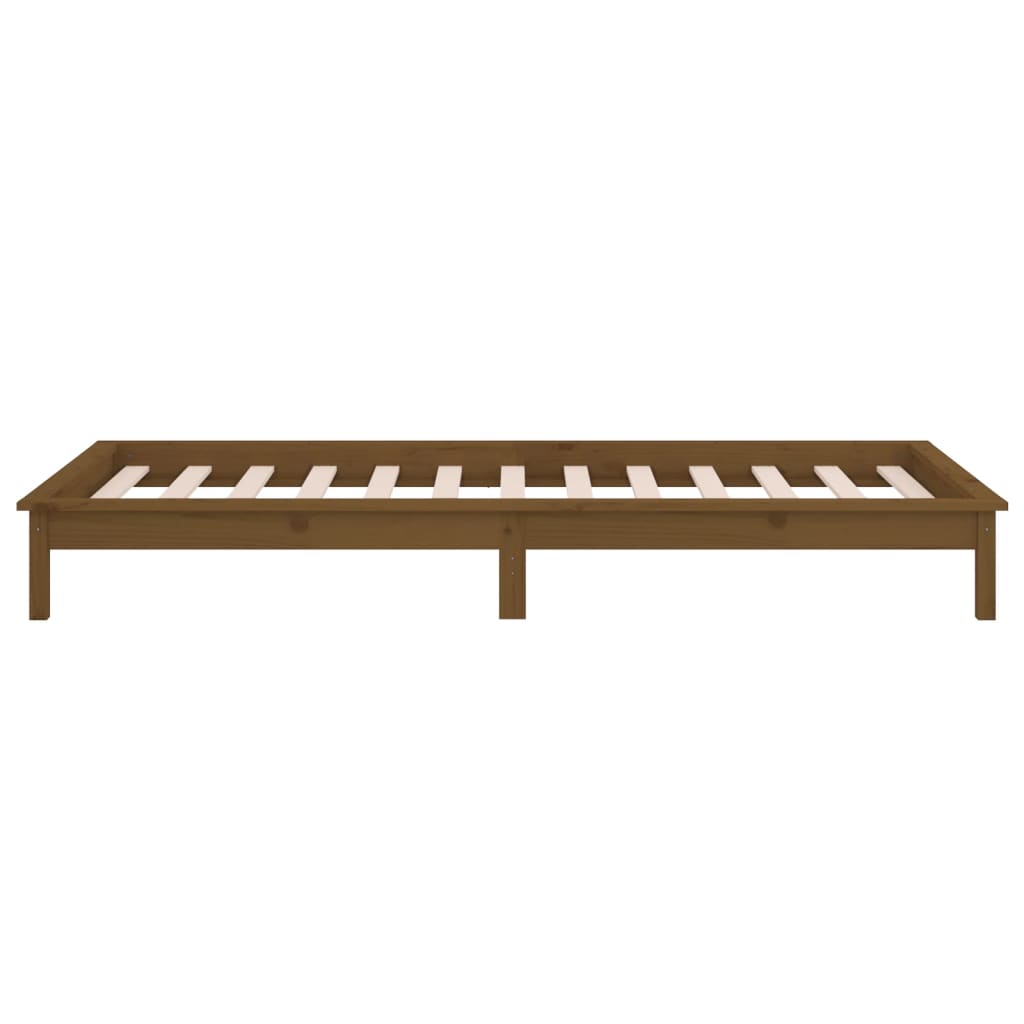 Hunajanruskea sängynrunko led-valoilla Amosie 90x200cm (puu)