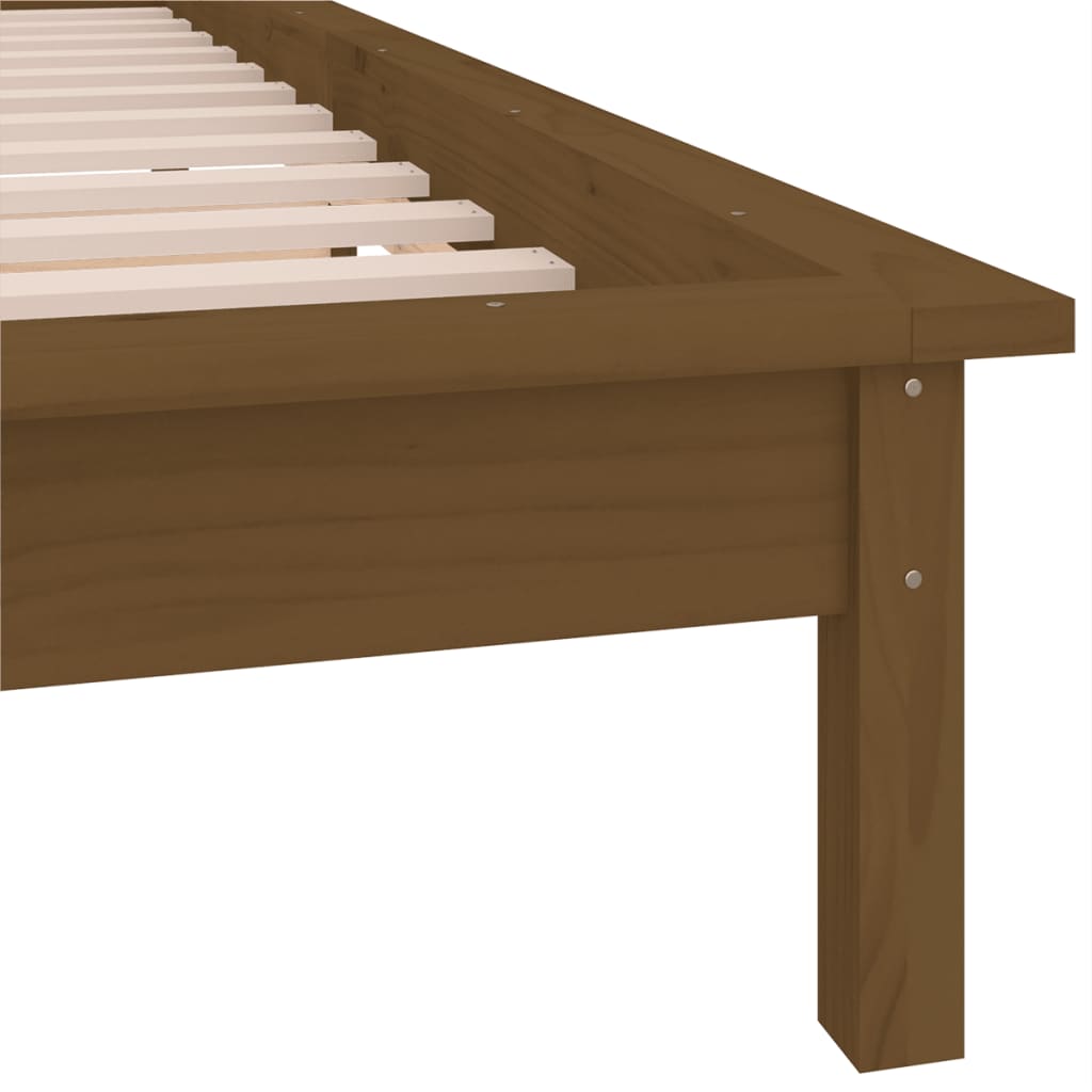 Hunajanruskea sängynrunko led-valoilla Amosie 90x200cm (puu)