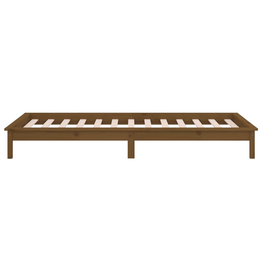 Hunajanruskea sängynrunko led-valoilla Amosie 100x200cm (puu)
