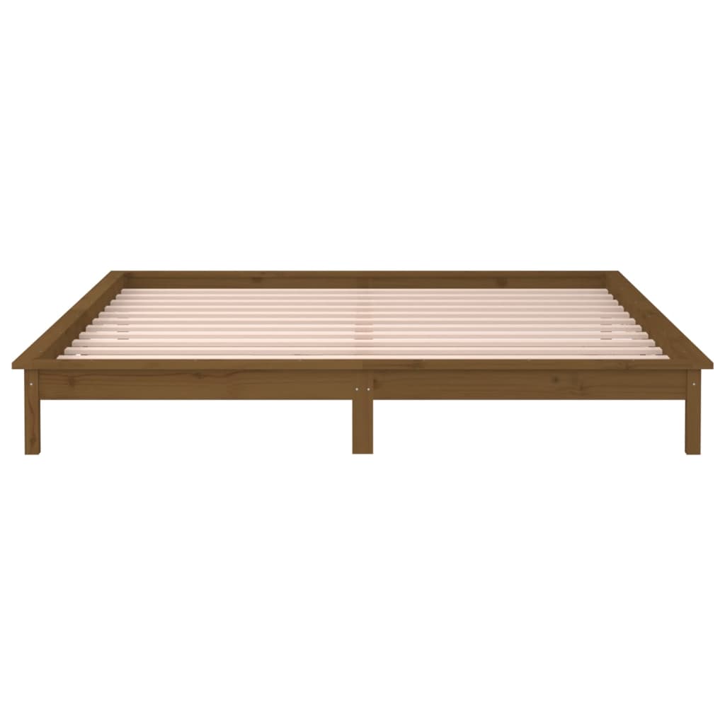 Hunajanruskea sängynrunko led-valoilla Amosie 140x200cm (puu)