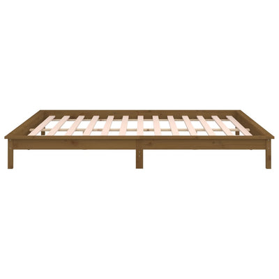 Hunajanruskea sängynrunko led-valoilla Amosie 160x200cm (puu)