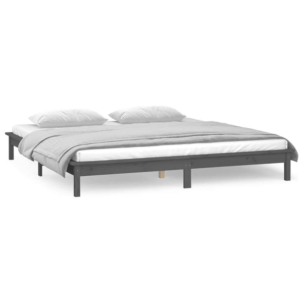 Sängynrunko LED-valoilla 200x200 cm täysi puu