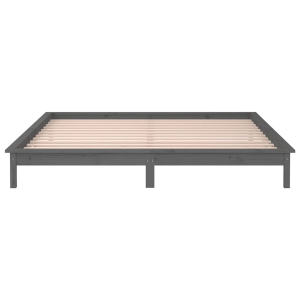 Sängynrunko LED-valoilla 200x200 cm täysi puu