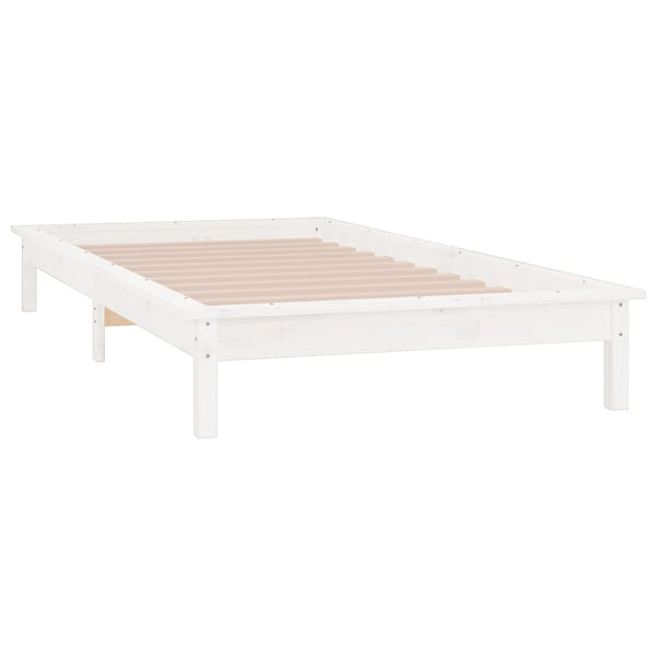 Sängynrunko LED valkoinen 75x190 cm Small Single täysi puu