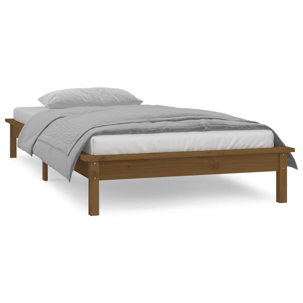 Hunajanruskea sängynrunko Amosie 90x190cm (led, single, puu)
