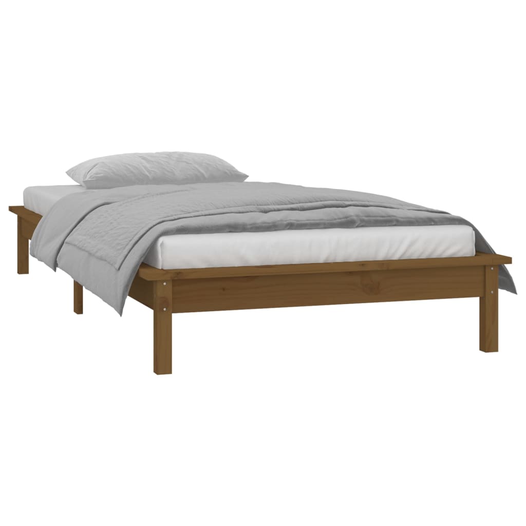 Hunajanruskea sängynrunko Amosie 90x190cm (led, single, puu)