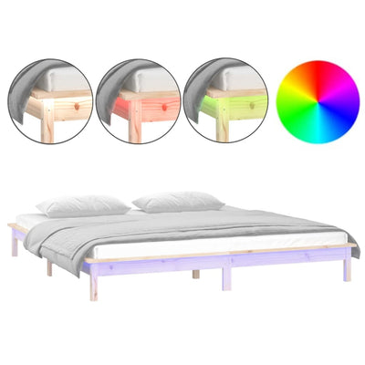 Sängynrunko LED-valoilla 120x190 cm Small Double täysi puu