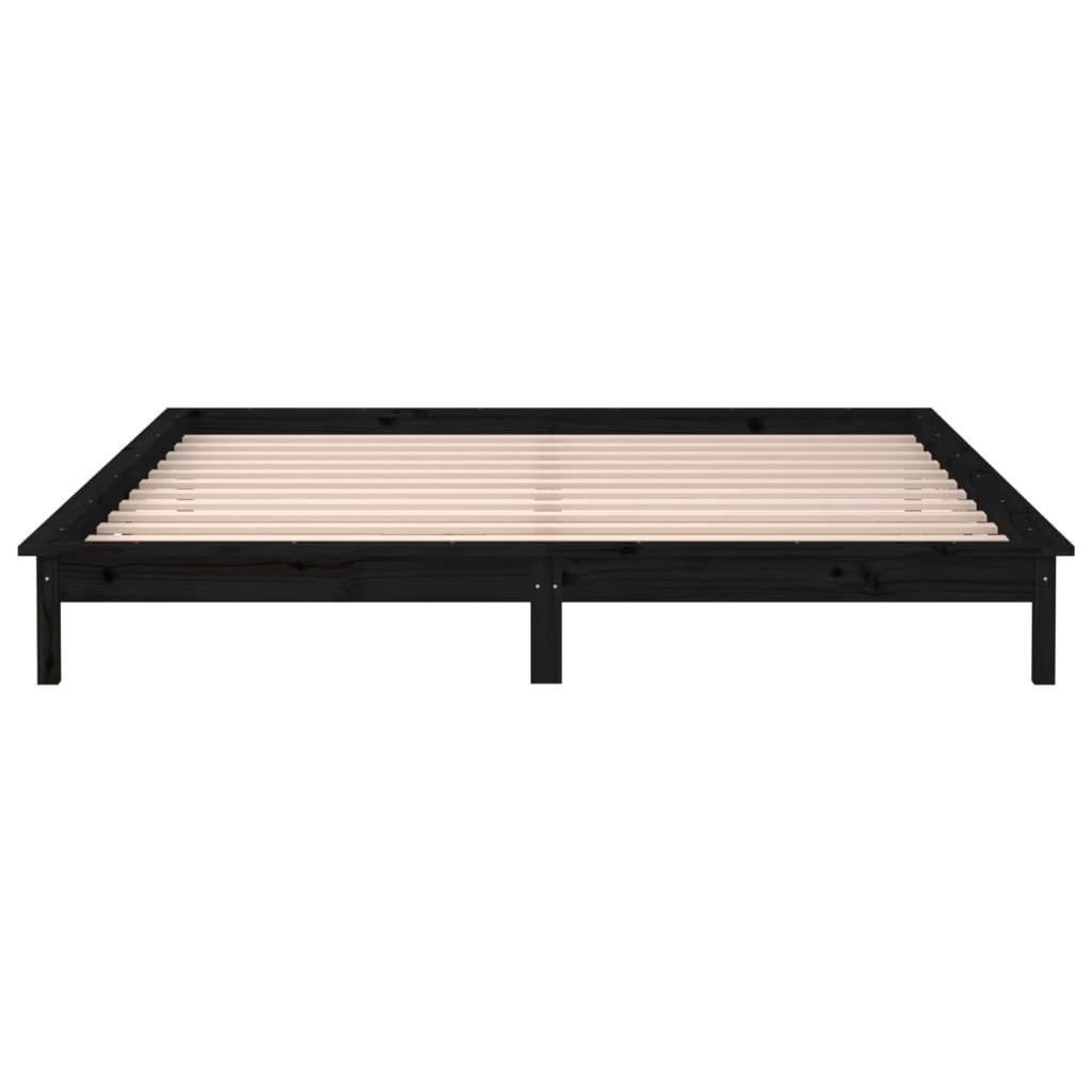 Musta sängynrunko led Amosie 120x190cm (small double puu)