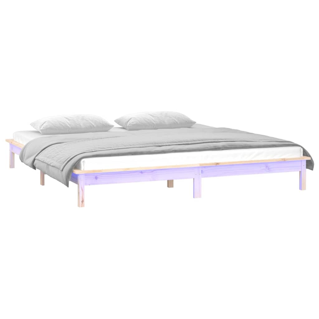 Sängynrunko led-valoilla Amosie 140x190cm (puu)