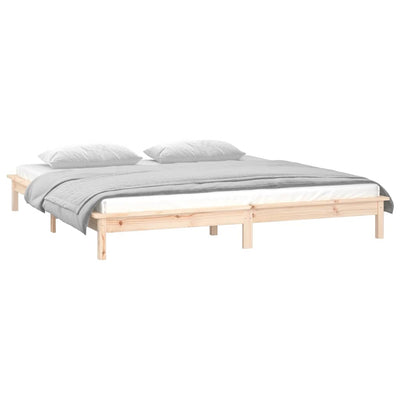 Sängynrunko LED-valoilla 140x190 cm täysi puu
