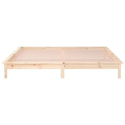Sängynrunko LED-valoilla 140x190 cm täysi puu