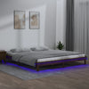 Sängynrunko LED-valoilla hunajanruskea 140x190 cm täysi puu