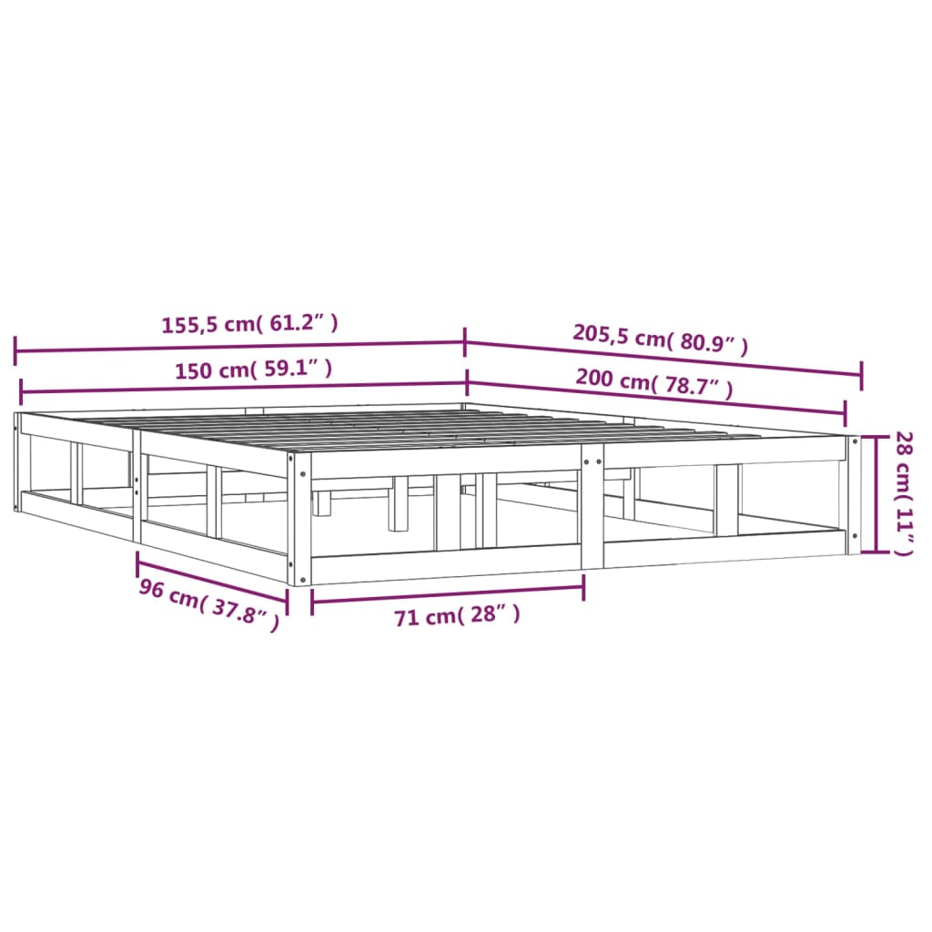 Hunajanruskea sängynrunko Kipp 150x200cm (king size puu)
