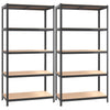 Antrasiitti varastohyllyt Jescu 5-tasoiset (2 kpl, teräs puu)