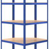 Sininen varastokulmahylly Jescu 5-tasoinen (teräs ja puu)
