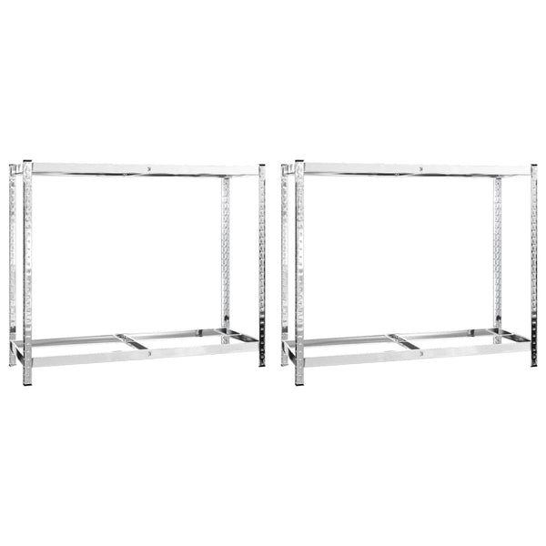 2-tasoinen Rengasteline 2 kpl hopea 110x40x110 cm teräs