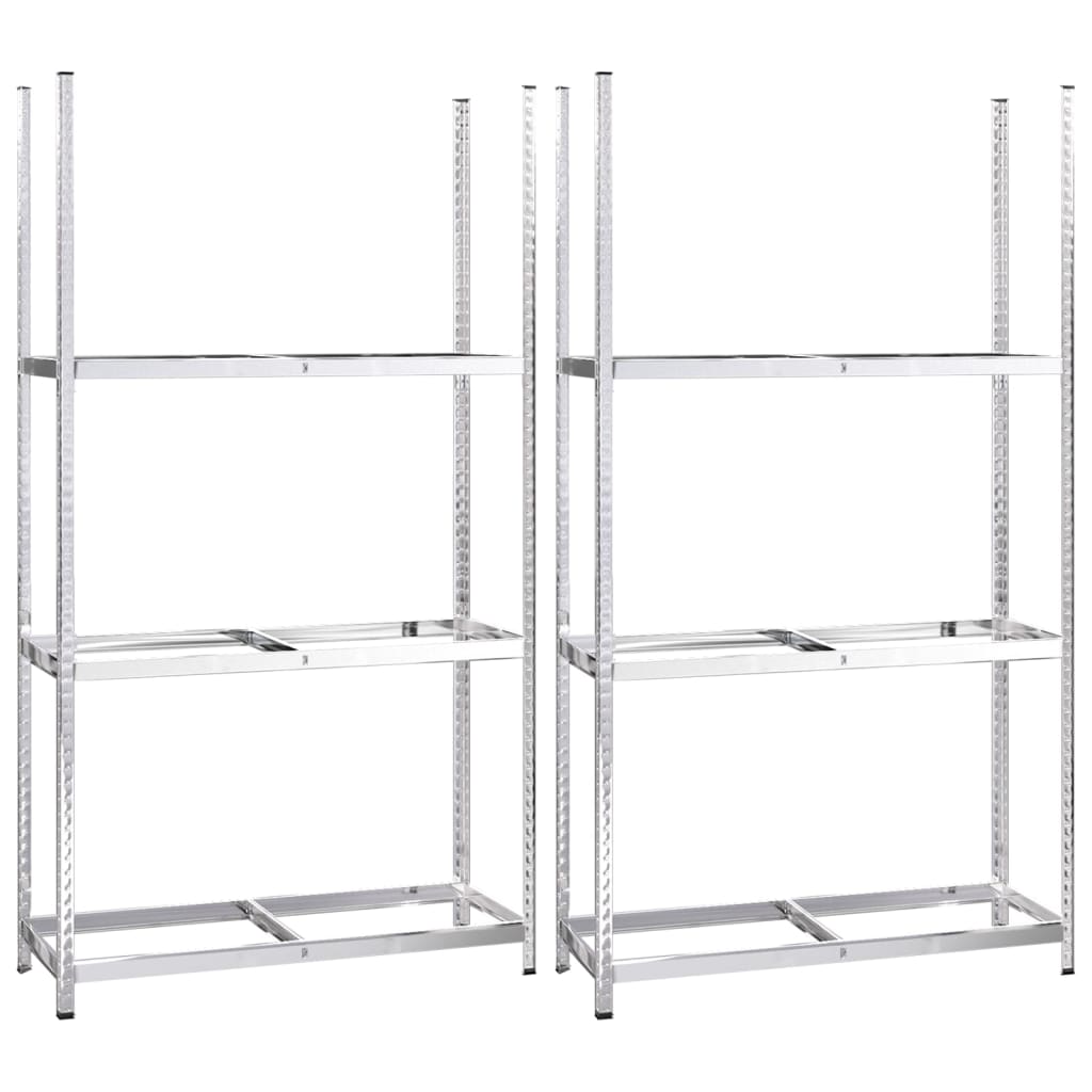 3-tasoinen Rengasteline 2 kpl hopea 110x40x200 cm teräs