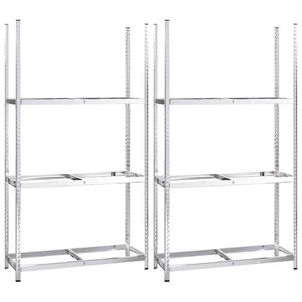 3-tasoinen Rengasteline 2 kpl hopea 110x40x200 cm teräs