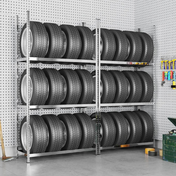 3-tasoinen Rengasteline 2 kpl hopea 110x40x200 cm teräs