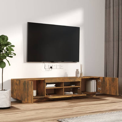 2-osainen TV-kaappisarja LED-valoilla savutammi tekninen puu