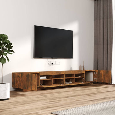 3-osainen TV-kaappisarja LED-valoilla savutammi tekninen puu
