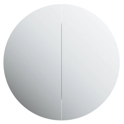Kylpyhuoneen kaappi/pyöreä peili LED-valot musta 47x47x17,5 cm