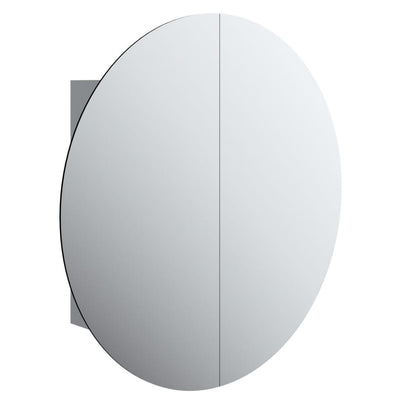 Kylpyhuonekaappi ja pyöreä peili LED-valot harmaa 54x54x17,5 cm