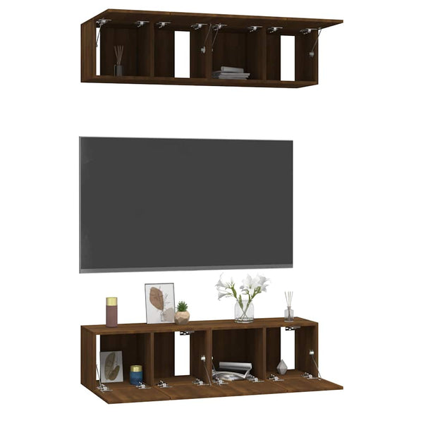 TV-seinäkaapit 4 kpl ruskea tammi 60x30x30 cm tekninen puu