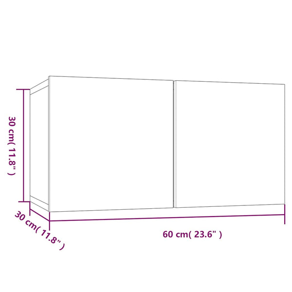 TV-seinäkaapit 4 kpl ruskea tammi 60x30x30 cm tekninen puu