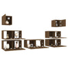 7-osainen TV-kaappisarja ruskea tammi tekninen puu