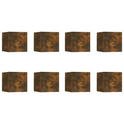 Seinäkiinnitettävät TV-kaapit 8 kpl savutammi 30,5x30x30 cm
