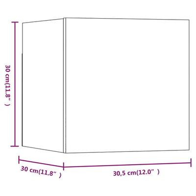 Seinäkiinnitettävät TV-kaapit 8 kpl savutammi 30,5x30x30 cm