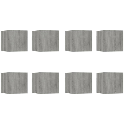 Seinäkiinnitettävät TV-kaapit 8 kpl harmaa Sonoma 30,5x30x30 cm