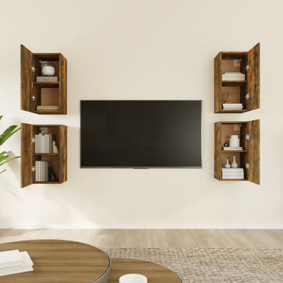 TV-kaapit 4 kpl savutammi 30,5x30x60 cm tekninen puu