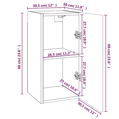 TV-kaapit 4 kpl savutammi 30,5x30x60 cm tekninen puu