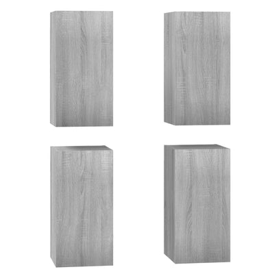 TV-kaapit 4 kpl harmaa Sonoma 30,5x30x60 cm lastulevy