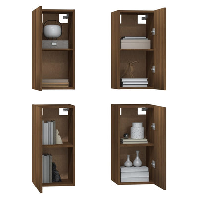 TV-kaapit 4 kpl ruskea tammi 30,5x30x60 cm tekninen puu