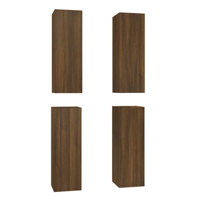 TV-kaapit 4 kpl ruskea tammi 30,5x30x90 cm tekninen puu