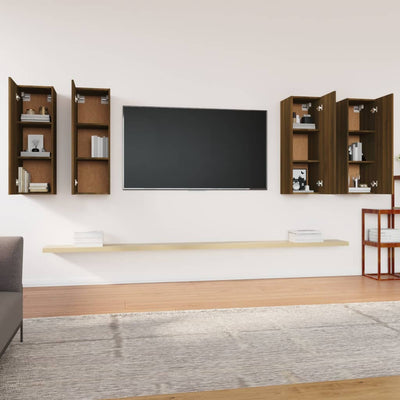 TV-kaapit 4 kpl ruskea tammi 30,5x30x90 cm tekninen puu